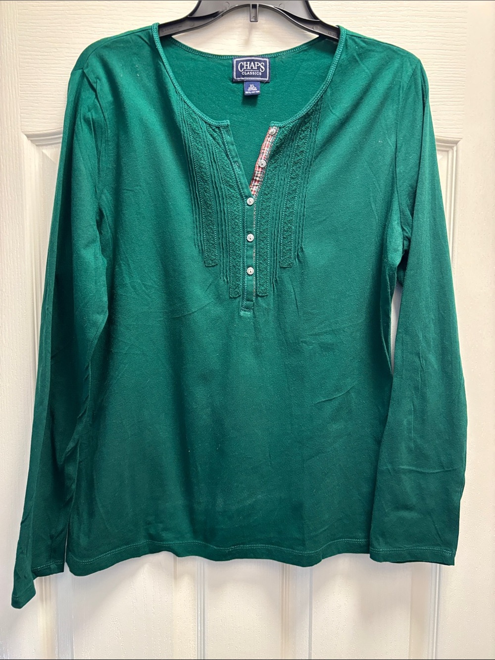 Chaps Emerald Green Long Sleeve Henley